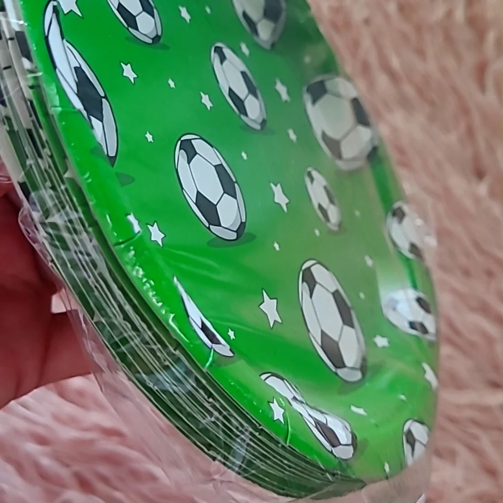 Soccer Theme Party Supplies Set - Green. 4 Items Total